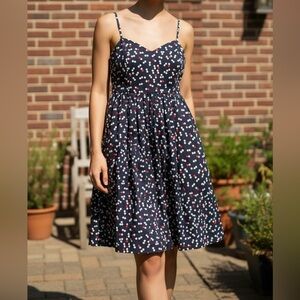 GAP Fit & Flare Sundress - Blue with Red/White Polka Dots - Size 6